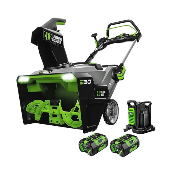 EGO POWER+ 21" Electric Snow Blower, Cordless Steel Auger, Includes 56V 5.0Ah Batteries and Dual Port Charger - SNT2112 - The Lawn Market Store