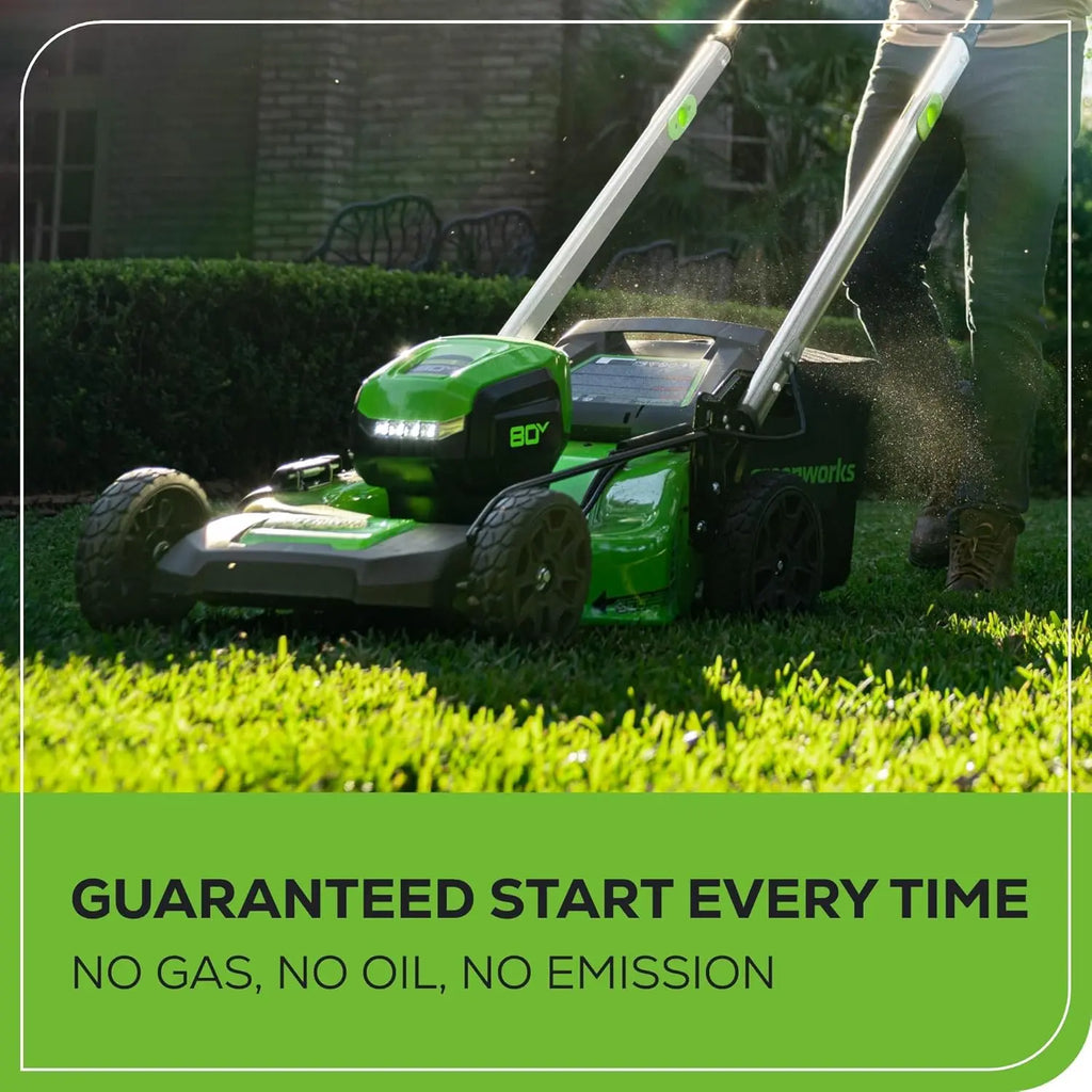 Greenworks 80V 21" Brushless Self-Propelled Lawn Mower w/ 4.0Ah Battery & Rapid Charger - The Lawn Market Store