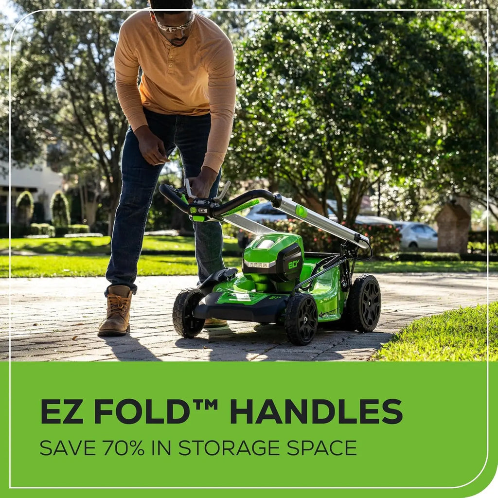 Greenworks 80V 21" Brushless Self-Propelled Lawn Mower w/ 4.0Ah Battery & Rapid Charger - The Lawn Market Store