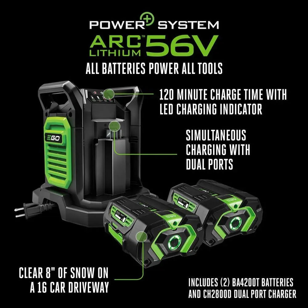 EGO POWER+ 21" Electric Snow Blower, Cordless Steel Auger, Includes 56V 5.0Ah Batteries and Dual Port Charger - SNT2112 - The Lawn Market Store
