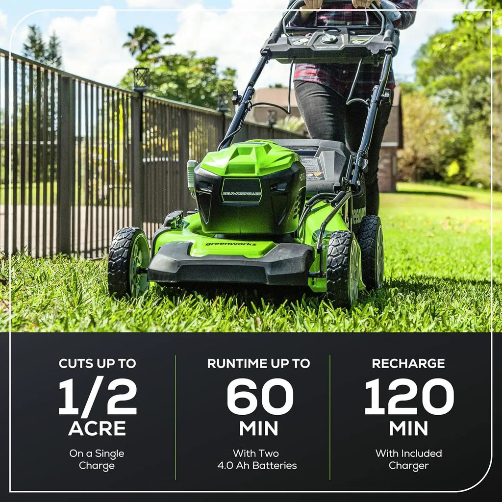 Greenworks 40V 21" Self-Propelled Cordless Mower w/ Dual 4.0Ah Batteries - The Lawn Market Store