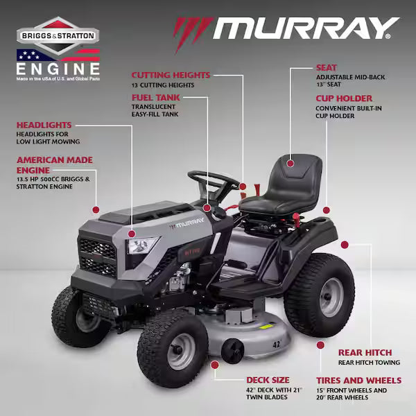 Murray MT100 42" Riding Lawn Tractor Gas 13.5 HP - The Lawn Market Store