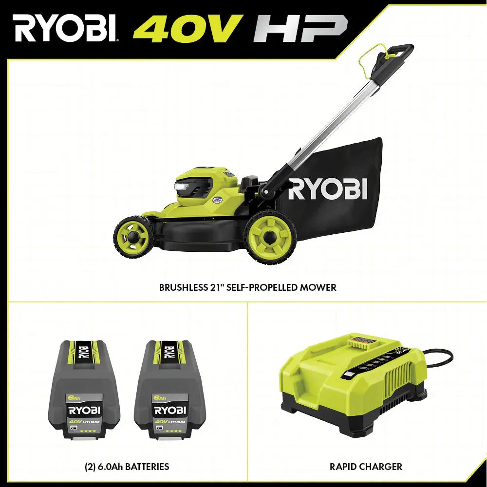 RYOBI 40V HP BRUSHLESS 21" SELF-PROPELLED MOWER KIT - The Lawn Market Store